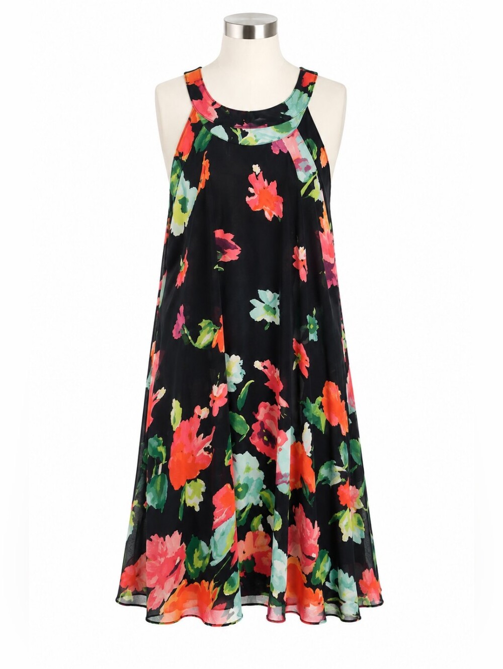 Betsey Johnson Women's Navy Floral Halter Style Shift Dress Sz 8 Party Event